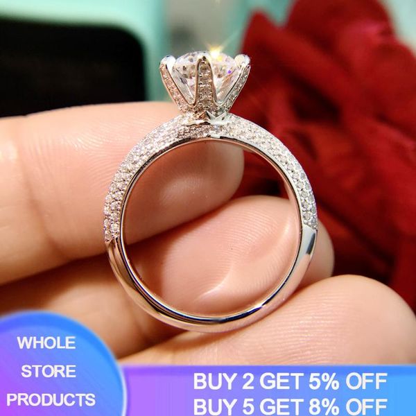 

cluster rings never fade 100% original 925 solid silver wedding ring with s925 logo fit bride girlfriend women anniversary gift jewelry yhr2, Golden;silver