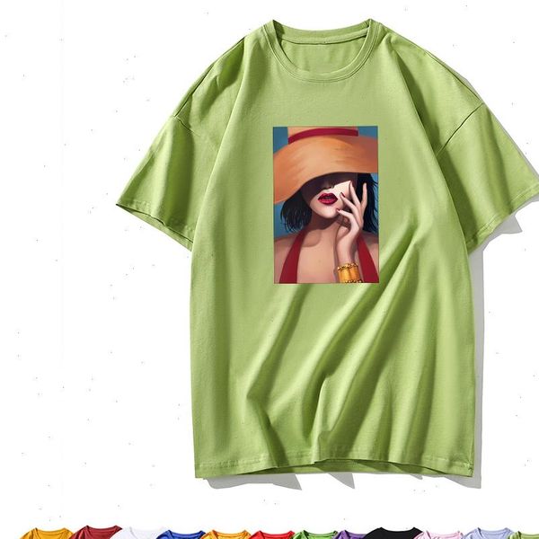 

cool short women oversize t shirt versatile vintage round kawaii retro gym pretty cute printing, White