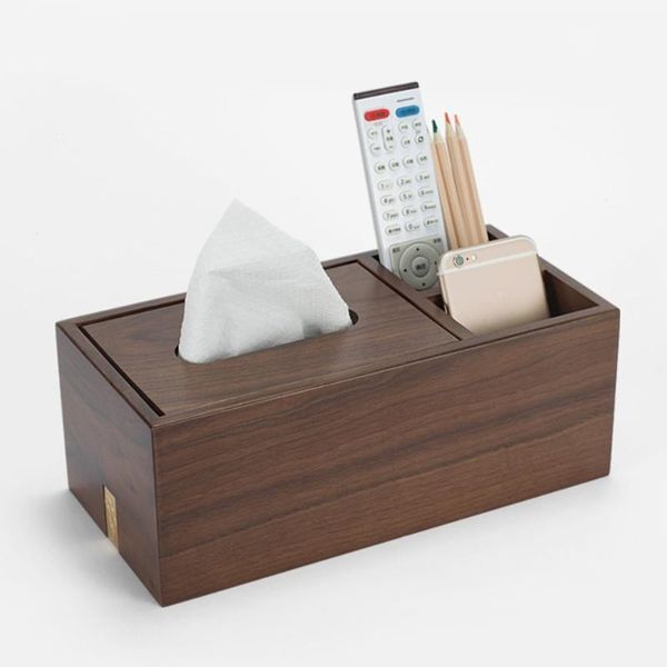 

tissue boxes & napkins black walnut solid wood box home living room deskpumping coffee table remote control storage multifunctional
