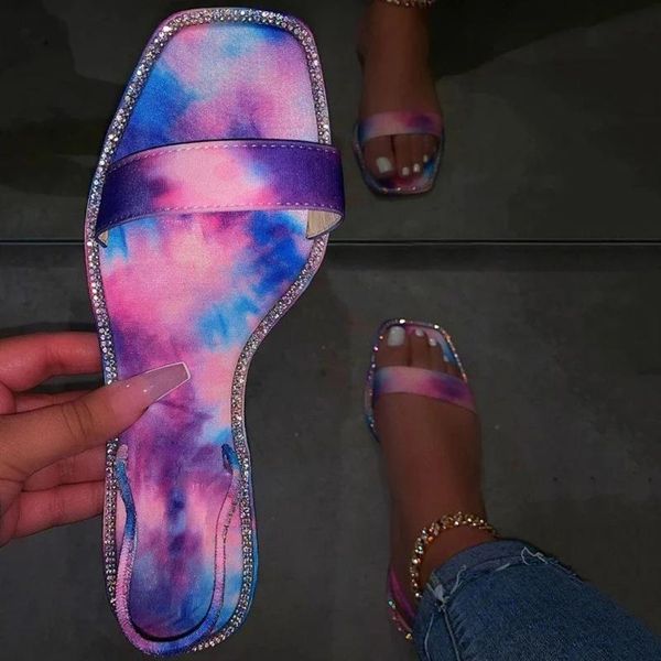 

slippers woman shoes for womens crystal flip flop flats open toe slip-on chaussure femme ete 2021#0319, Black