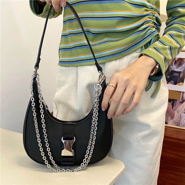 

womens bag retro small shoulder purse black chain shoulder bags for women nylon armpit bags kendall same style female handbag m