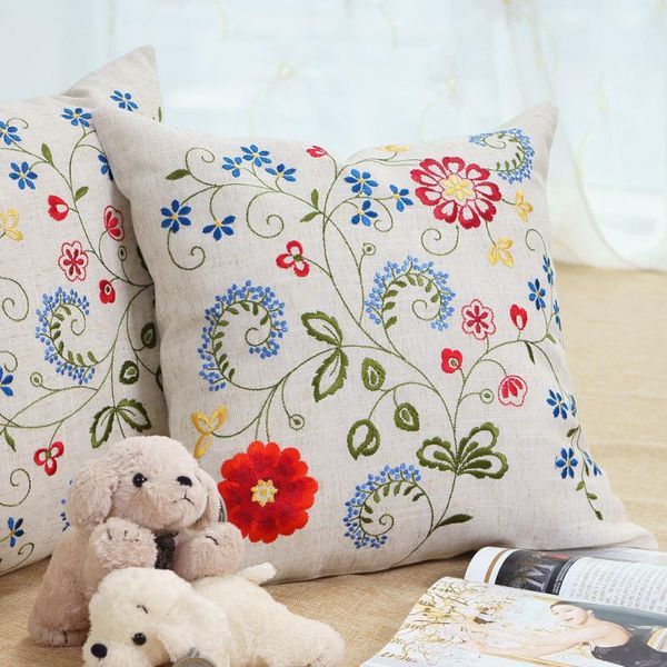 

cushion/decorative pillow garden flower embroidery cover square non-core european simple fashion bedside sofa cushion home decor