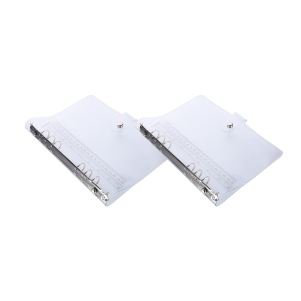 

2pcs a5 clear pvc binder cover notebook snap button closure leaf folders notepads, Purple;pink