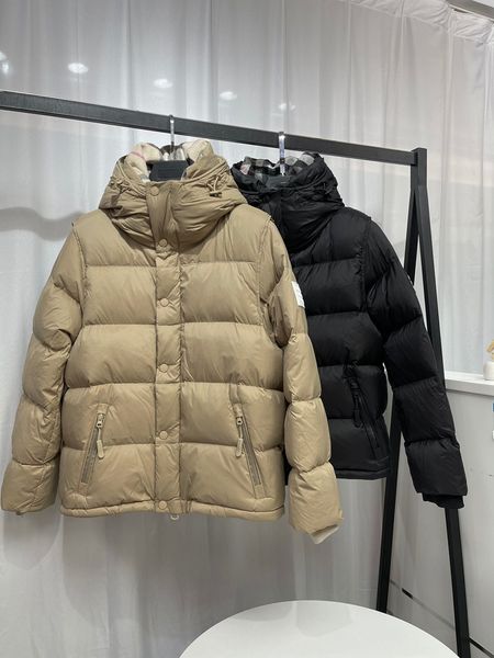 

mens down parkas cotton jacket winter outdoor womens fashion classic casual warm embroidery zippers coat outwear, Black