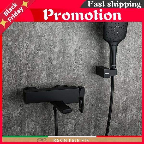 

bathtub faucet rain shower black tap wall bathroom water mixer g3217-6 sets