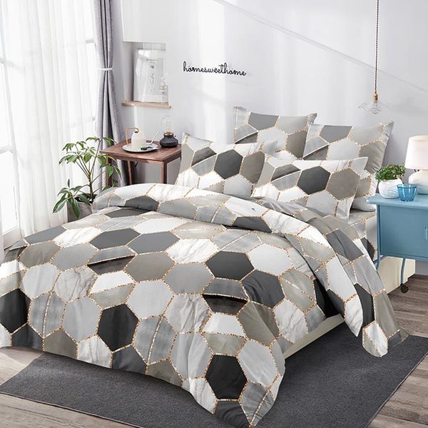

bedding set geometry duvet cover comforter double bed diamond plaid  luxury euro textile pillowcase 50*70 bedroom 2 people sets
