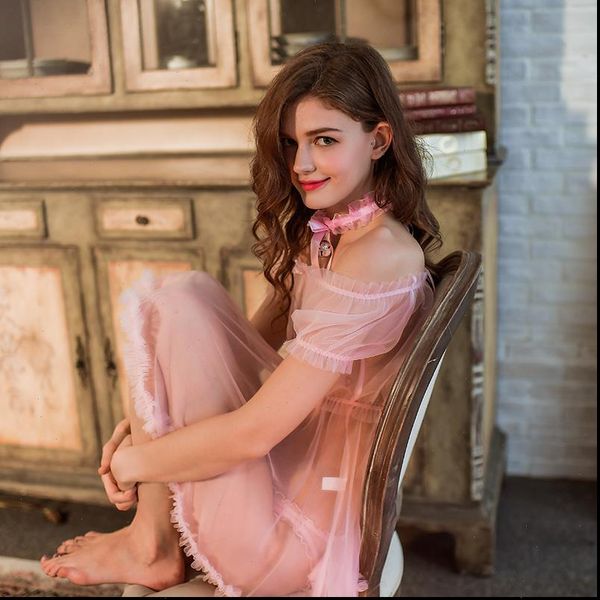 

sleeveless solid nightwear halter mesh women sleepwear lingerie underwear naisten pyjamat lace babydoll, Black;red