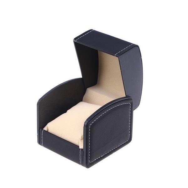 

watch boxes & cases pu leather square gift bracelet jewelry box case organizer (black), Black;blue