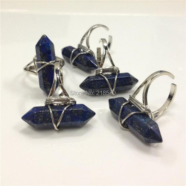 

wedding rings h-adr12 healing stone lapis lazuli point silver ring, Slivery;golden