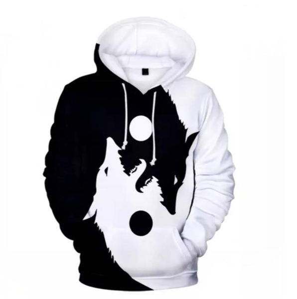 

black and white wolf hoodie men/womens hoodies with cap 3d print kakash sasuke akatsuk hoody tracksuits pullover men's & sweatshirts