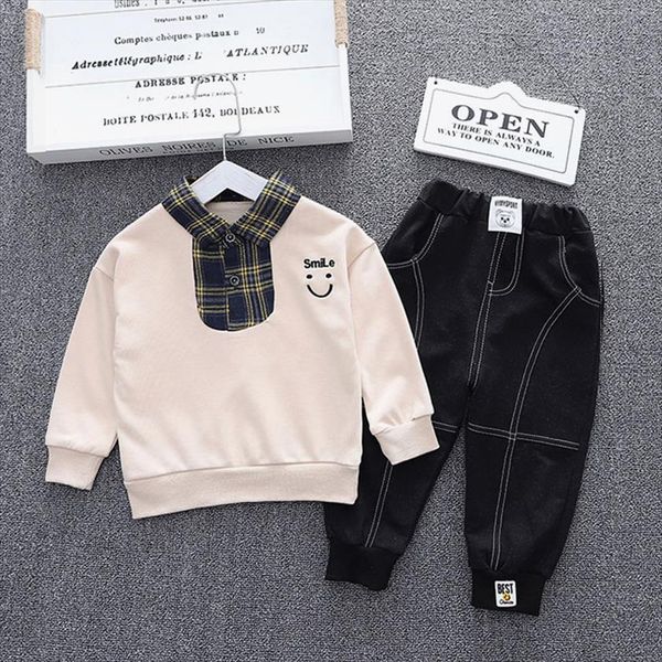 

2pc kids baby boys girls clothes clothing sets infant boy girl hoodies pants outfits suits child hoodied tracksuits, White