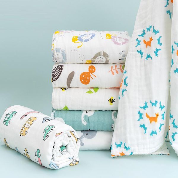 

blankets & swaddling baby stuff muslin blanket born organic cute cotton for beds 90*90cm infant soft 6 layer