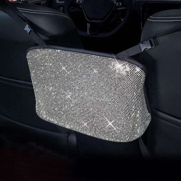 

car organizer accessories storage bag bling rhinestone compartment hanging pocket