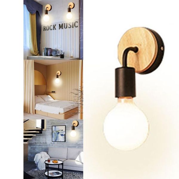 

wood iron wall lamp modern minimalist lights fixture e27 for home indoor