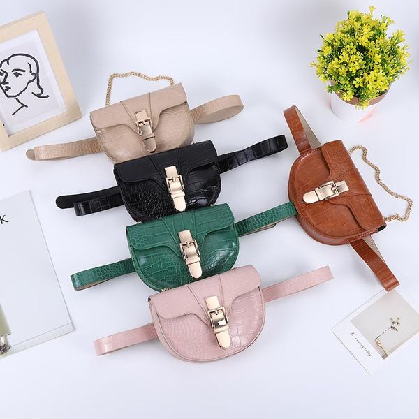 

waist bags crocodile print women's belt bag pu leather female funny pack flip lock cell phone purse chain shoulder crossbody