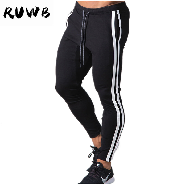 

men's pants casual men joggers sport running skinny mens gym fitness trousers training tracksuit bottoms bodybuilding sweatpants, Black