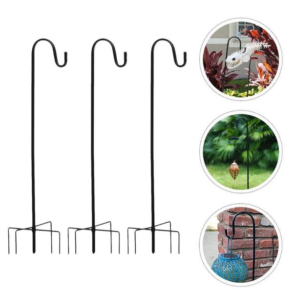 

hooks & rails 3pcs iron shepherd hook garden in-ground decor outdoor flower basket
