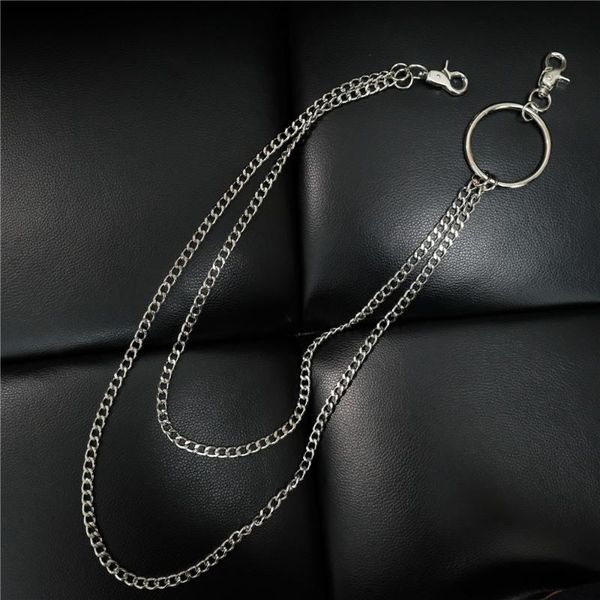 

keychains men's tide personality metal punk hanging chain double pants, Silver