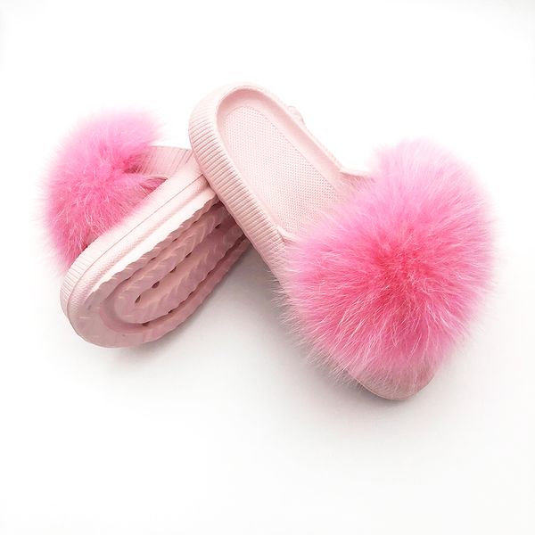 

Fur Slippers Luxury Plush EVA Platform Shoes Home Slippers Female Sandals Summer 2021 New Female Shoes Women Real Fox Fur Slides, Black frost
