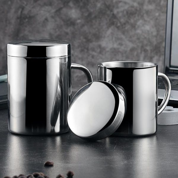

water bottles wholesale customized silver double wall insulated 304 stainless steel mug with lid