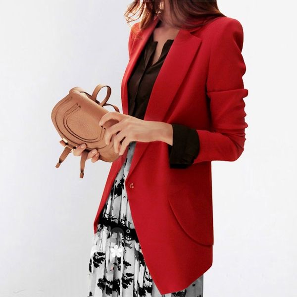 

casual women's office blazer fabric spring and autumn long section of jackets fashion small suit 210527, White;black