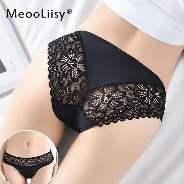 

women's panties meooliisy women lace transparent female seamless comfortable underwear briefs for intimates fashion, Black;pink