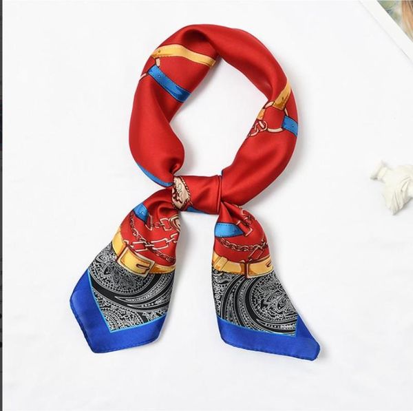 

scarves fashion shawl scarf for women print silk satin hijab scarfs female 70cm*70cm square shawls ladies 2021, Blue;gray