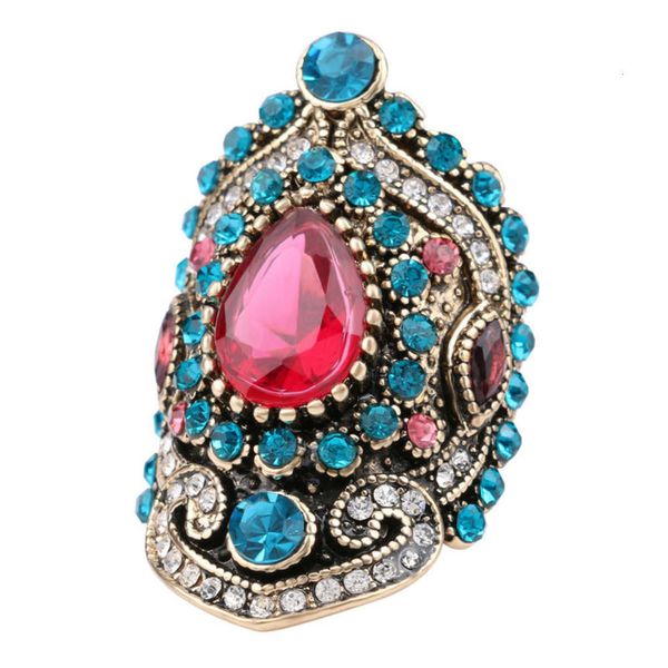 

new gold plated powder inlaid crystal blue diamond female ring jewelry, Black