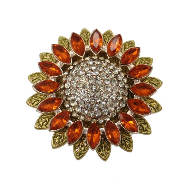 

20 pcs/lot fashion jewelry rhinestone brooches sunflower shape plant flat back for women accessories/gift, Gray