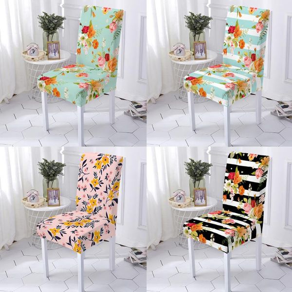 

chair covers flower pattern p high living classical slipcover chairs kitchen spandex seat cover wedding1/2/4/6 pcs