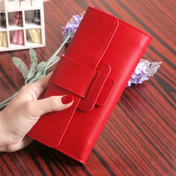 

wallets long wallet women purses fashion coin purse card holder felong womale clutch money bag pu leather carteras, Red;black