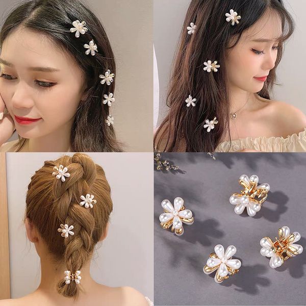 Mode Mini Perle Haar Krallen für Frauen Koreanische Kleine Blume Clips Set Haar Zubehör Gold Krabbe Mädchen Kopfbedeckungen Hochzeit