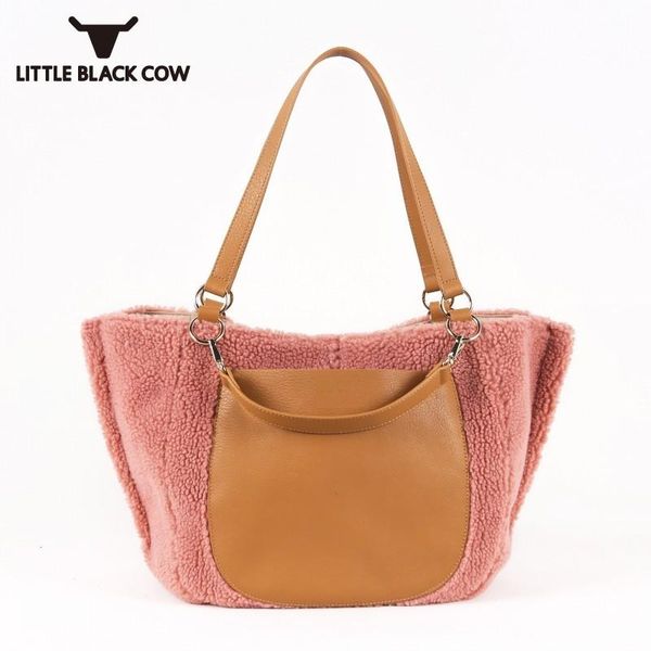 

totes bags women autumn winter lady lambswool plush splice big handbags streetwear casual large capacity shoulder bag female