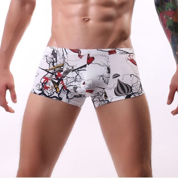 

men's underwear fashion comfortable ice silk printed boxer, Black;white