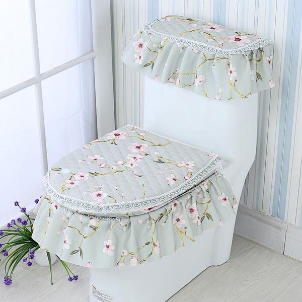 

fabric garden wind seat toilet set three-piece cushion dust cover covers