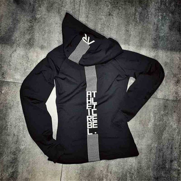 

new muscle training loose gym fitness sports running men's oversized casual thin long sleeve hoodie, Black