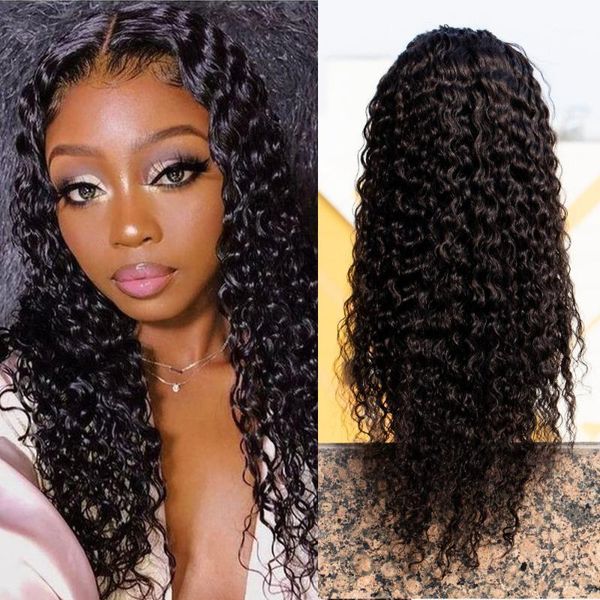 

water wave lace front human hair wig preplucked with baby 180 density remy wigs 360 frontal wig1, Black;brown