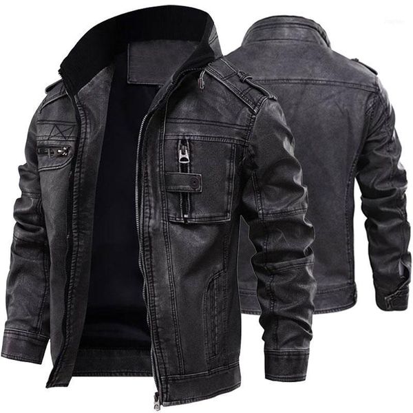

leather jackets men casual outwear motorcycle fitness european size drop1, Black