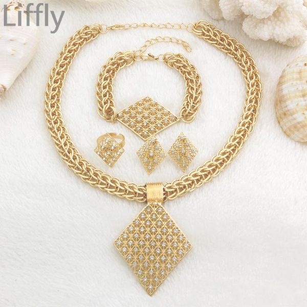 

earrings & necklace fashion africa creative design 18 gold jewelry sets crystal bracelet charm dance party women accessory, Silver