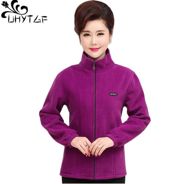 

women's jackets uhytgf casual women plus size jacket fashion fleece elegant lady autumn outerwear standing collar zipper slim ladies 31, Black;brown