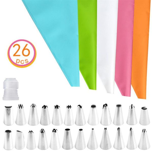 

baking & pastry tools 26pcs cake piping tips set cookie cupcake flower frosting decorating icing converter eva bag kitchen