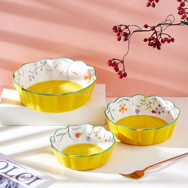 

creative flower shaped bowl for eating large capacity instant noodle fruit soup flowers dormitory canteen household bowls