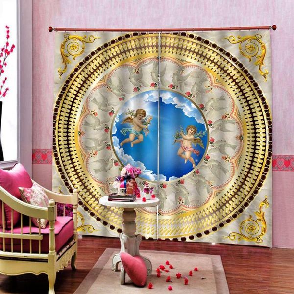 

european style angel pigeon 3d window curtains for living room bedroom blackout po drapes curtain &