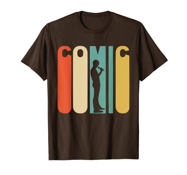 

retro 1970s style comic silhouette stand up comedian t-shirt, White;black