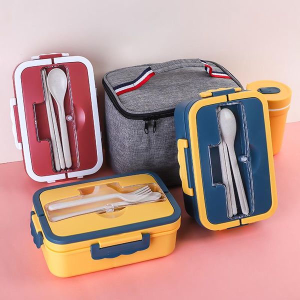 

dinnerware sets 1000ml bento box insulated bag portable lunch with spoon chopsticks microwave plastic set storage container