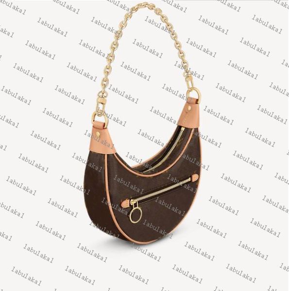 

m81098 loop half-moon baguette designer women bag genuine calf leather croissant chain purse clutch crossbody handbag shoulerbag