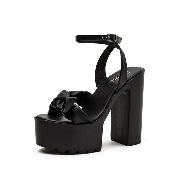 

sandals summer shoes demonia platform heels punk gothic chunky peep toe gladiator women office, Black