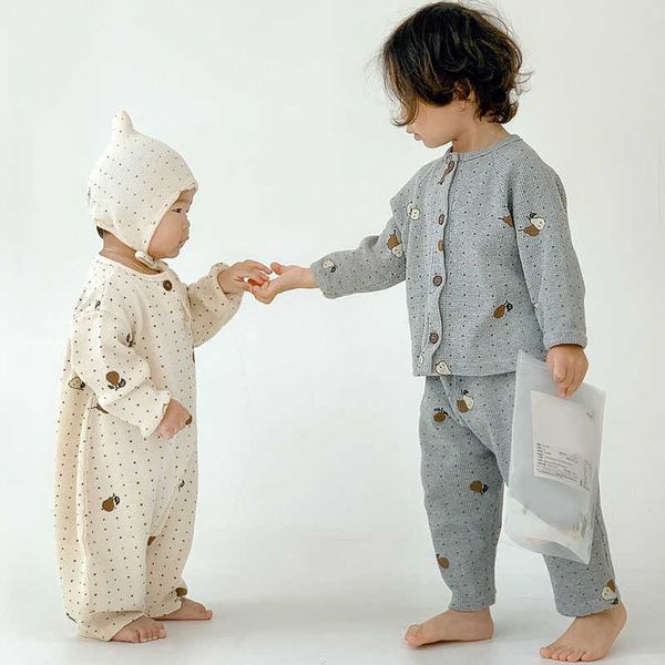 

infant baby romper boys and girls loose comfortable waffle jumpsuit outfits cotton baby clothes born toddler 210722, Blue