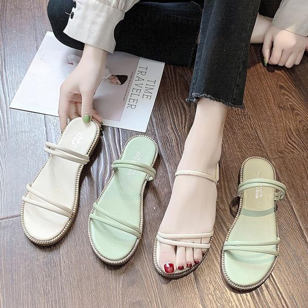 

low female shoes house slippers platform luxury slides 2021 summer flat soft designer pu rome basic rubber scandals woman, Black