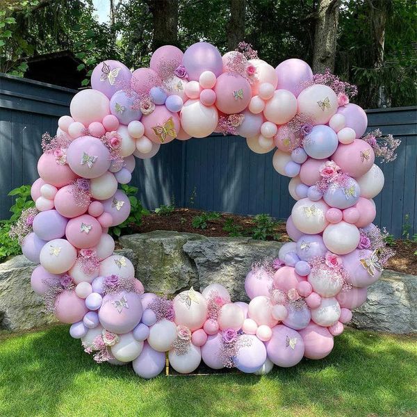 164 adet Macaron Pembe Mor Balon Garland Kelebek Kemeri Düğün Sevgililer Günü Bebek Duş BirthyDay Parti Arka Plan Dekor 210626